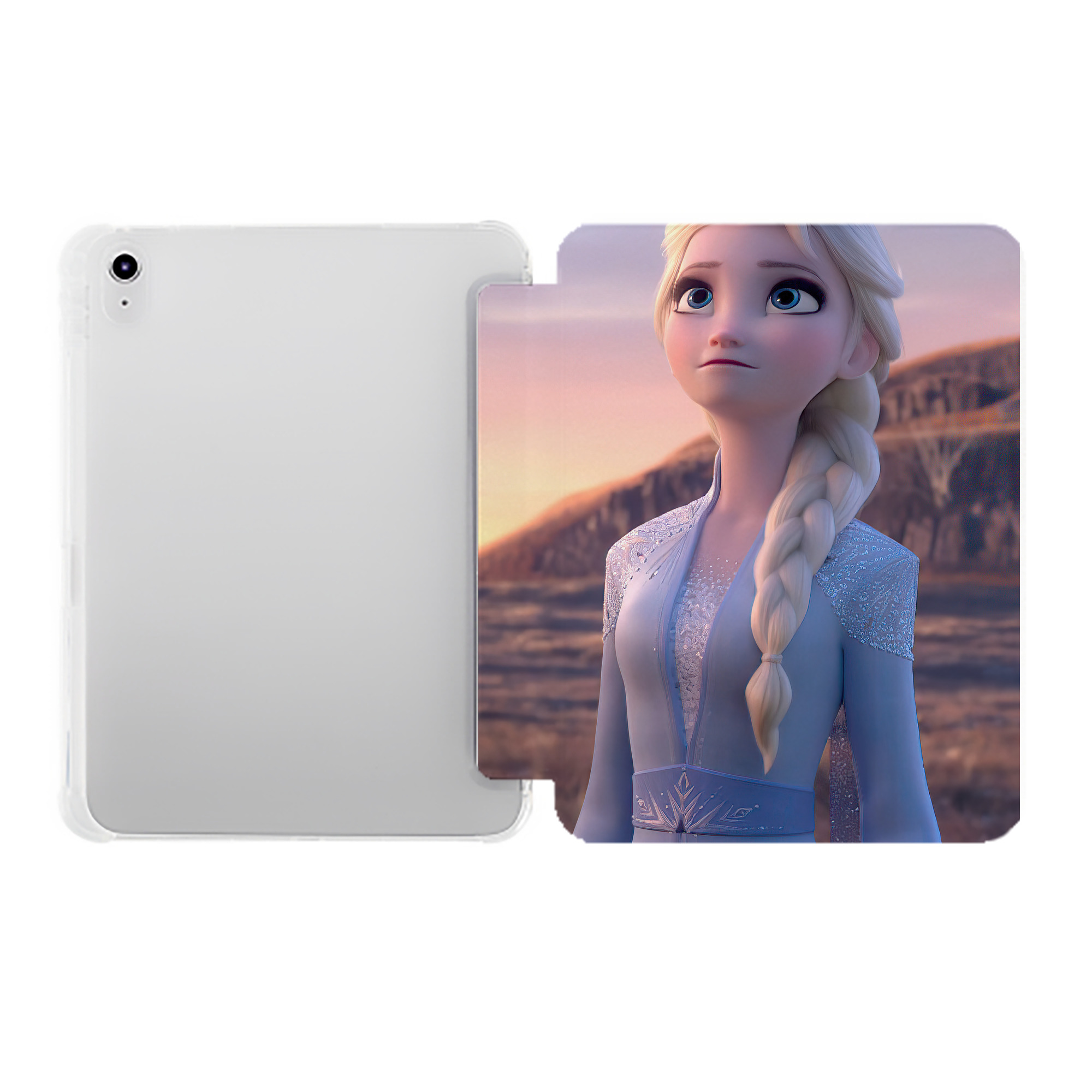 （画像用） アナと雪の女王 アンナ エルサ Frozen Anna Elsa IPad ケース ペン収納付き 三つ折りスタンド PUレザー×シリコン 対応機種9.5/10.5/10.9インチ